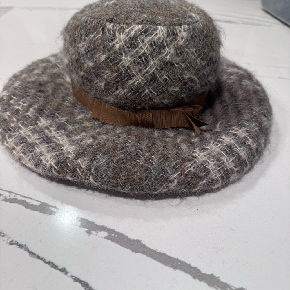 Dior Brown and Cream Wool Blend Brim Hat